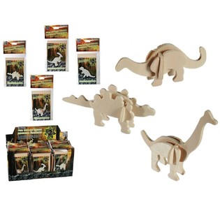 Drewniane puzzle 3D dinozaur w dyspleju (72 szt.)