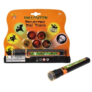 Latarka projektor Halloween na karcie (z 6 nakładkami)