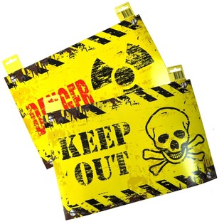DEKORACYJNA TABLICZKA NA DRZWI - "DANGER" / "KEEP OUT" (12 szt.)