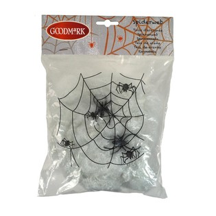 Dekoracyjna Pajęczyna na Halloween z 2 Pająkami (4 szt.)