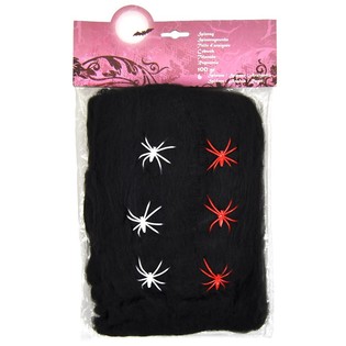 Czarna Pajęczyna Halloween 100g z 6 Pająkami (6 szt.)
