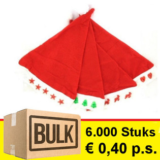 ***OFERTA HURTOWA BULK*** PAKIET MIKSA ŚWIECĄCYCH CZAPEK ŚWIĘTEGO MIKOŁAJA (6 000 szt.)