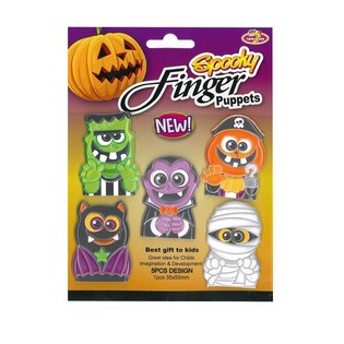 5 STRASZNYCH PACYNEK NA PALCE HALLOWEEN NA KARCIE (48 szt.)