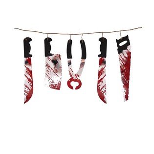 GIRLANDA DEKORACYJNA HALLOWEEN Z KRWAWYMI NOŻAMI &ndash; 180 CM (6 szt.)