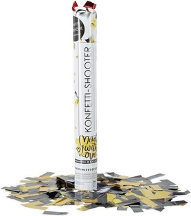 Armatka konfetti &ndash; Kolor: Czarno-Ż&oacute;łty - 40 cm - Partypopper (10 szt.)