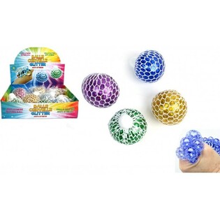 PIŁKA SQUISHY &ndash; MIX KOLOR&Oacute;W BROKATOWYCH W DISPLAYU (12 szt.)