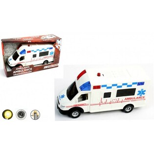 DUŻY AMBULANS NAPĘDZANY FRYCYJNIE Z ŚWIATŁEM I DŹWIĘKIEM (6 szt.)