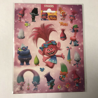 DUŻE ARKUSZE NAKLEJEK TROLLS, 20x16 cm (10 szt.)