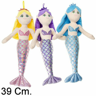 Duża pluszowa syrenka lalka 39 cm - Mix kolor&oacute;w (12 szt.)