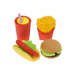 4-częściowy Zestaw Gumek do Mazania Fast Food (Display 12x)
