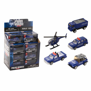 DIE CAST - MIX POJAZD&Oacute;W POLICYJNYCH, SKALA 1:64 W DISPLAYU (24 szt.)
