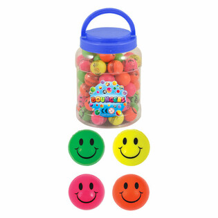 Piłeczki Kauczukowe Smiley Ø3,3cm - Pojemnik 72 sztuki
