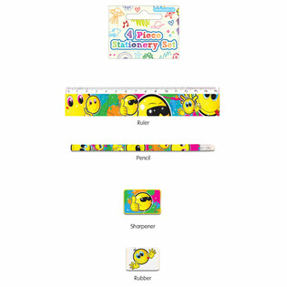 4-CZĘŚCIOWY ZESTAW PIŚMIENNICZY SMILEY (24 szt.)