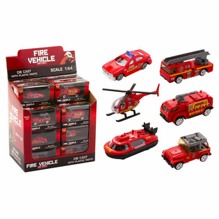 DIE CAST - MIX POJAZD&Oacute;W STRAŻACKICH - SKALA 1:64 - W DISPLAYU (24 szt.)