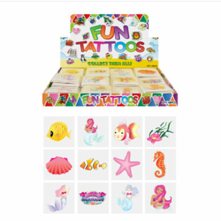 FUN TATTOO - MODEL: SYRENKA / MERMAID, Każda paczka 12x Tatuaży W DISPLAYU (48 szt.)