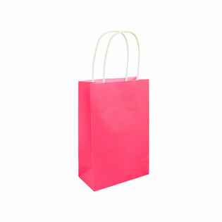 Torebka Papierowa z Uchwytem - 14x21x7cm - Neonowy R&oacute;ż (24 szt.)
