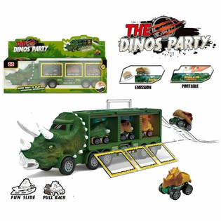 CIĘŻAR&Oacute;WKA DINOZAUR Z 3 AUTKAMI DINO - ZESTAW W PREZENTOWYM PUDEŁKU