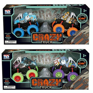 2-częściowy Zestaw Monstertruck&oacute;w Dinozaur&oacute;w na Napęd w Pudełku - Mix