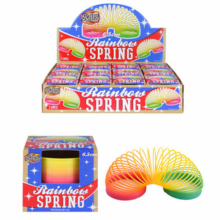 RETRO TOYS - TĘCZOWA SPRĘŻYNA &Oslash; 6,5 CM W EKSPOZYTORZE (12 szt.)
