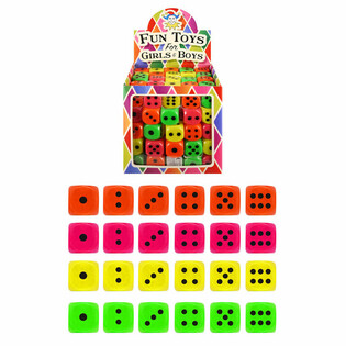 Kostki do gry 2,5 cm w ekspozytorze - Mix kolor&oacute;w (125 sztuk)