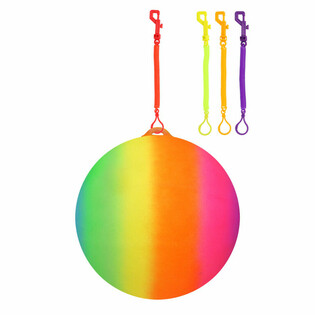 TĘCZOWA PIŁKA ZE SZNURKIEM / PIŁKA BUNGEE &Oslash;23 Cm (24 szt.)