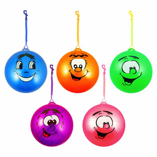 Piłka Bungee z Uśmiechem Smiley i Sznurkiem &Oslash; 23 cm (24 szt.)