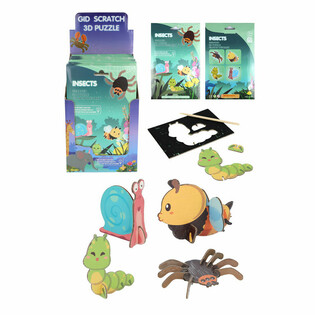 Wyświetlacz puzzli 3D do zdrapywania SCRATCH - Owady (18 sztuk)