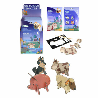 DISPLAY PUZZLE 3D ZDRAPYWANKA - ZWIERZĘTA WIEJSKIE (18 sztuk)