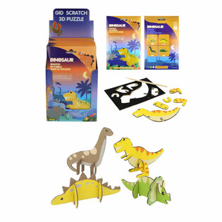 Puzzle SCRATCH 3D Dinozaury - Ekspozytor (18 sztuk)
