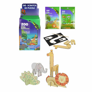 Puzzle Zdrapka 3D Zwierzęta z Zoo (Display 18 sztuk)