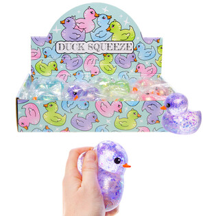 GUMOWA KACZUSZKA SQUEEZE DUCK - MIX KOLOR&Oacute;W - W DISPLAYU (12 szt.)