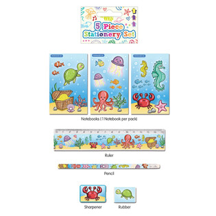 5-częściowy zestaw piśmienniczy Sea Life (24 szt.)
