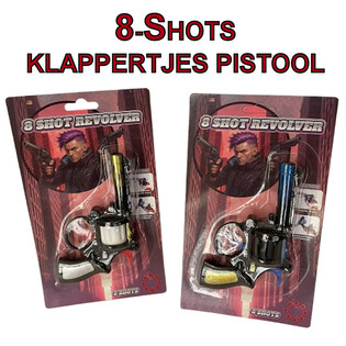 PISTOLET NA KAPISZONY 8 STRZAŁÓW NA KARCIE (24 szt.)