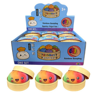 RAGE - RAINBOW Gniotek Squishy Bun Dumplings DUŻY (Wym. 8.5 x 8.5 x 4.8 cm) - Viral 2026 Fidget Toy (12 szt.)