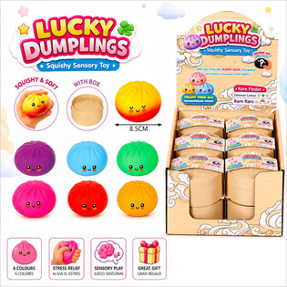 RAGE - LUCKY DUMPLINGS - Gniotek Squishy Bun Dumpling DUŻY Wym. 8.5 x 8.5 x 4.8 cm - W DISPLAYU (12 szt.)