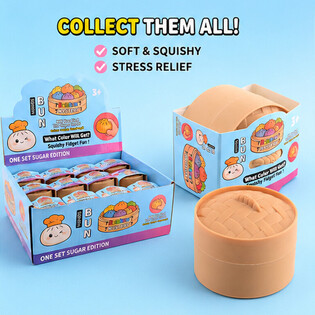 RAGE - Gniotek Squishy SUGAR EDITION Bun Dumplings MAŁY (5.3 x 5.3 x 4.1 cm) Viral 2026 Fidget Toy (24 szt.)