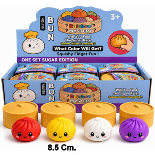 RAGE - Squishy SUGAR EDITION Bun Dumplings DUŻY (8.5 x 8.5 x 4.8 cm) - Viral 2026 Fidget Toy (12 szt.)