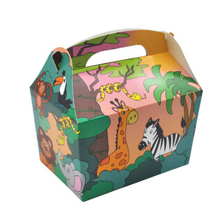 PUDEŁKO NA MENU WZ&Oacute;R: ZWIERZĘTA Z DŻUNGLI - Wym. 18.5x12x19 CM - FOODBOX - KIDSBOX (24 szt.)