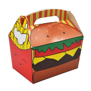 PUDEŁKO NA MENU MODEL: HAMBURGER I FRYTKI - Wym 18.5x12x19 CM - FOODBOX - KIDSBOX (24 szt.)