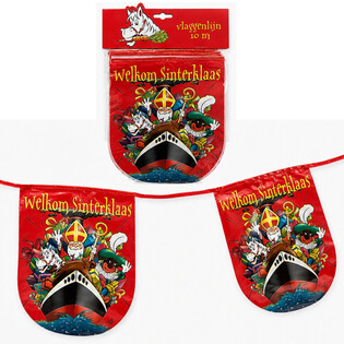 SINTERKLAAS - GIRLANDA Z CHORĄGIEWKAMI &bdquo;WELKOM SINTERKLAAS&rdquo; - DŁUGOŚĆ: 10 Metr&oacute;w (6 szt.)