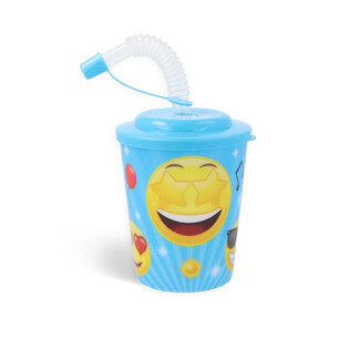 Kubek do napojów / Pucharek do lodów ze słomką - Smiley (12 szt.)