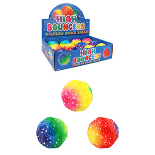 PIŁKA KAUCZUKOWA HIGH BOUNCE RAINBOW SPACE - W EKSPOZYTORZE (12 szt.)