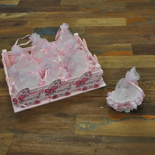 Dekoracyjna Skrzynka z 9 Wózkami Dziecięcymi - Różowa